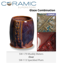 Muddy Waters SW-179 over Speckled Plum SW-113 Stoneware Combination